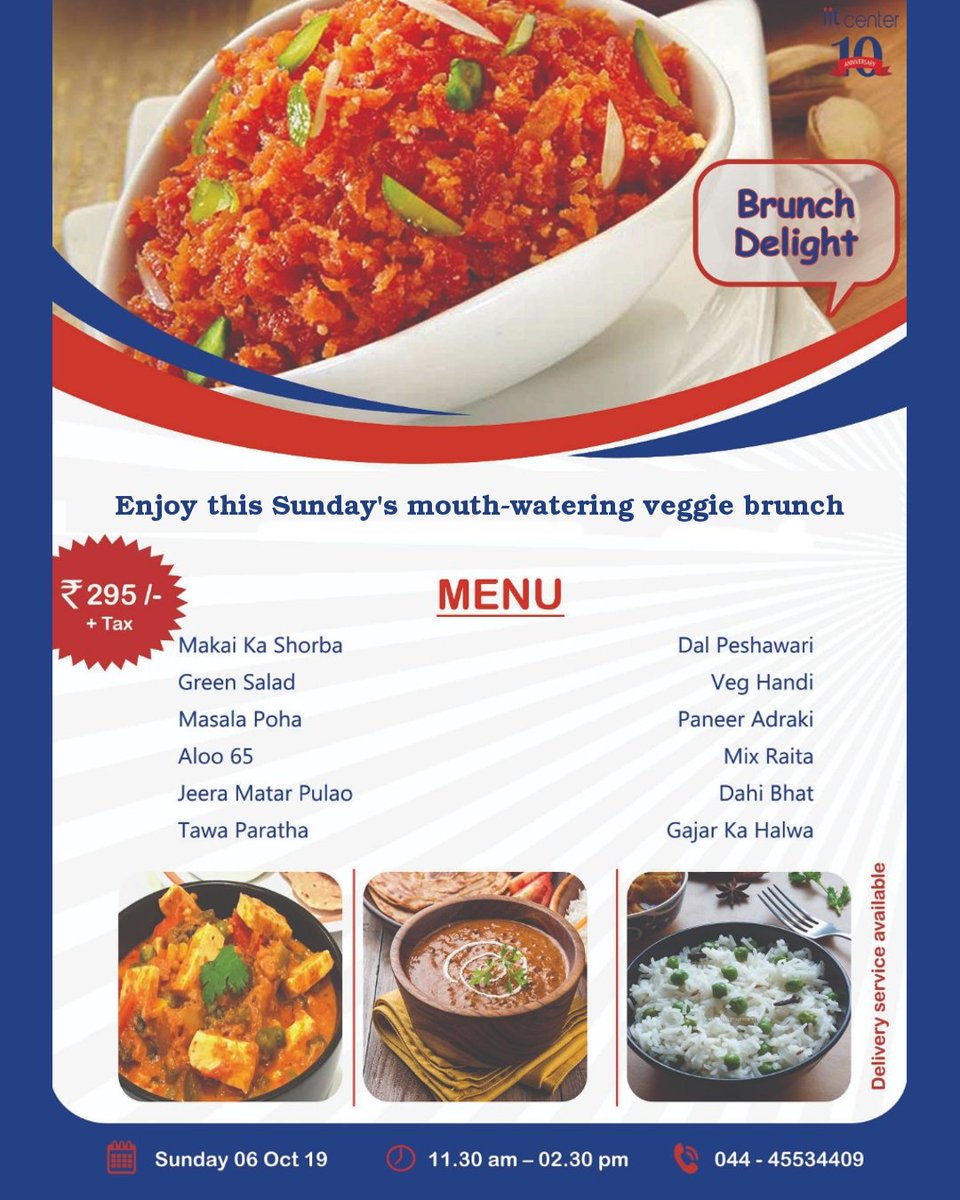 IITAlumniCenter's tweet photo. Enjoy this Sunday’s mouth-watering veggie brunch
#veggiebrunch #VegetarianCuisine #SundayBrunch #Brunch #HappySunday #EatOutSunday #EatOut https://t.co/qcaKWZYBBa