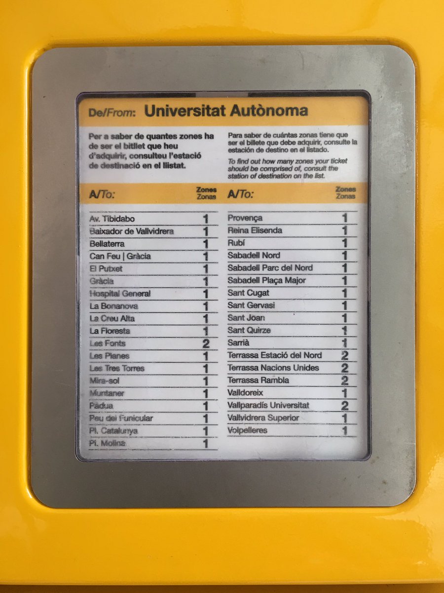 UAB - Barcelona Plaça Catalunya: 45’, 18 estacions, 1 zona: T-10 = 10,20€
UAB - Terrassa Nacions Unides: 47’, 12 estacions, 2 zones: T-10 = 20,10€
Privilegi per uns o càstig pels altres? 
#FGC #UAB
