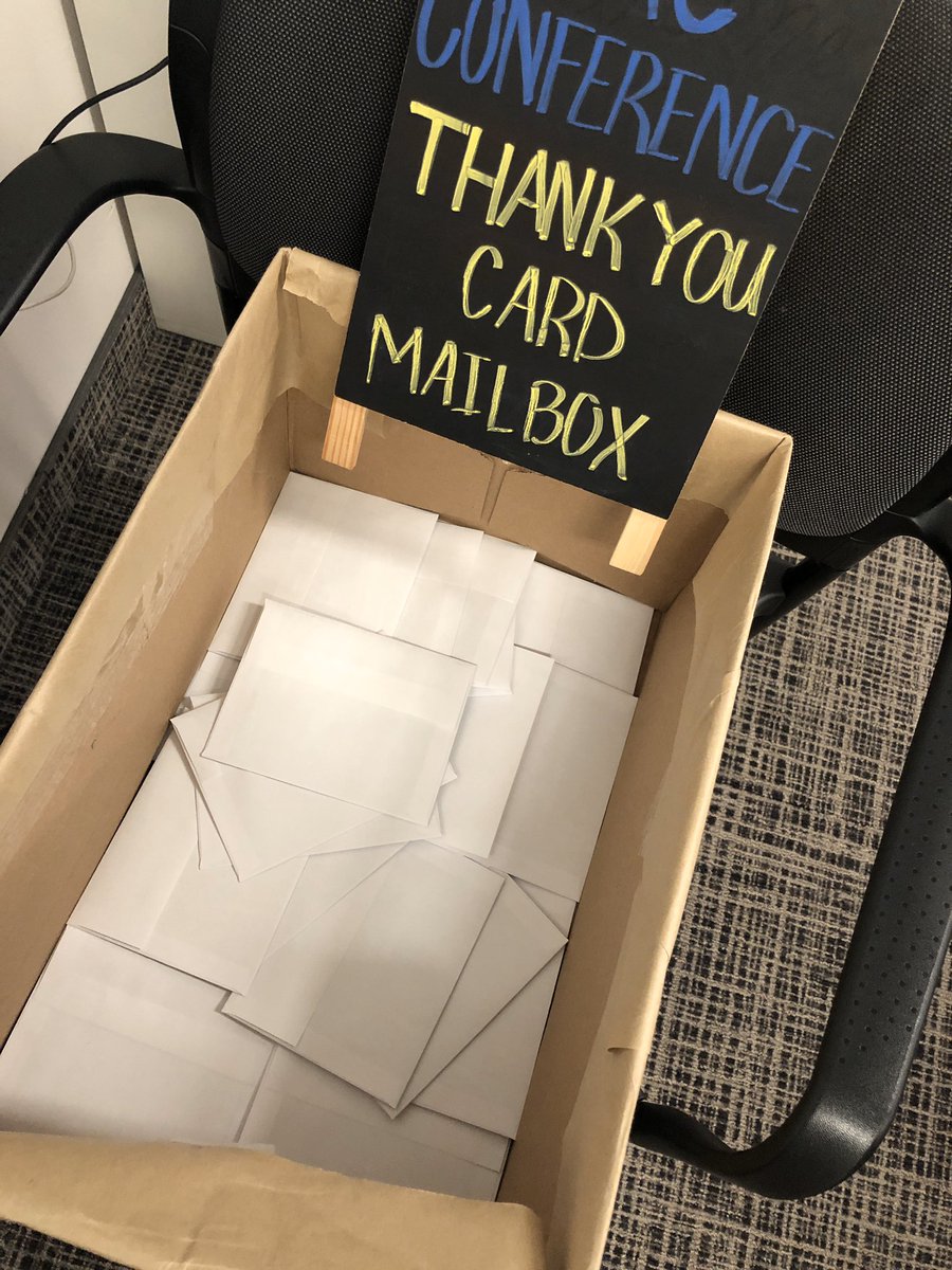 ewaadam's tweet photo. Box full of #thankyou cards (28 cards!!!) after #ryerson #macconf to deliver to #ryerson employees!! Well done everyone!! #recognition #WorkplaceWellbeing https://t.co/yYkxapRF7n