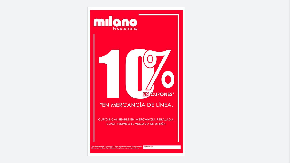 Maryam04722155's tweet photo. #MilanoTeDaLaMano ven y aprovecha!  toda la mercancía de línea te da un cupón con el 10% en mercancía de rebaja, visítanos en nuestra tienda Padre Mier # 240 ote, Monterrey, N. L. o en cualquiera de nuestras sucursales https://t.co/wGDEqGGcrp