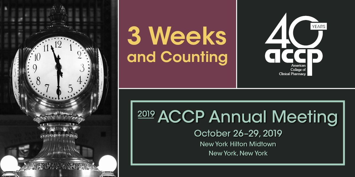 ACCP's tweet photo. Only 3 weeks to go now! What sessions are you looking forwad to attending? #PharmD #ClinicalPharmacy #ACCPAM #ACCP40 https://t.co/rxdvxYqlX3