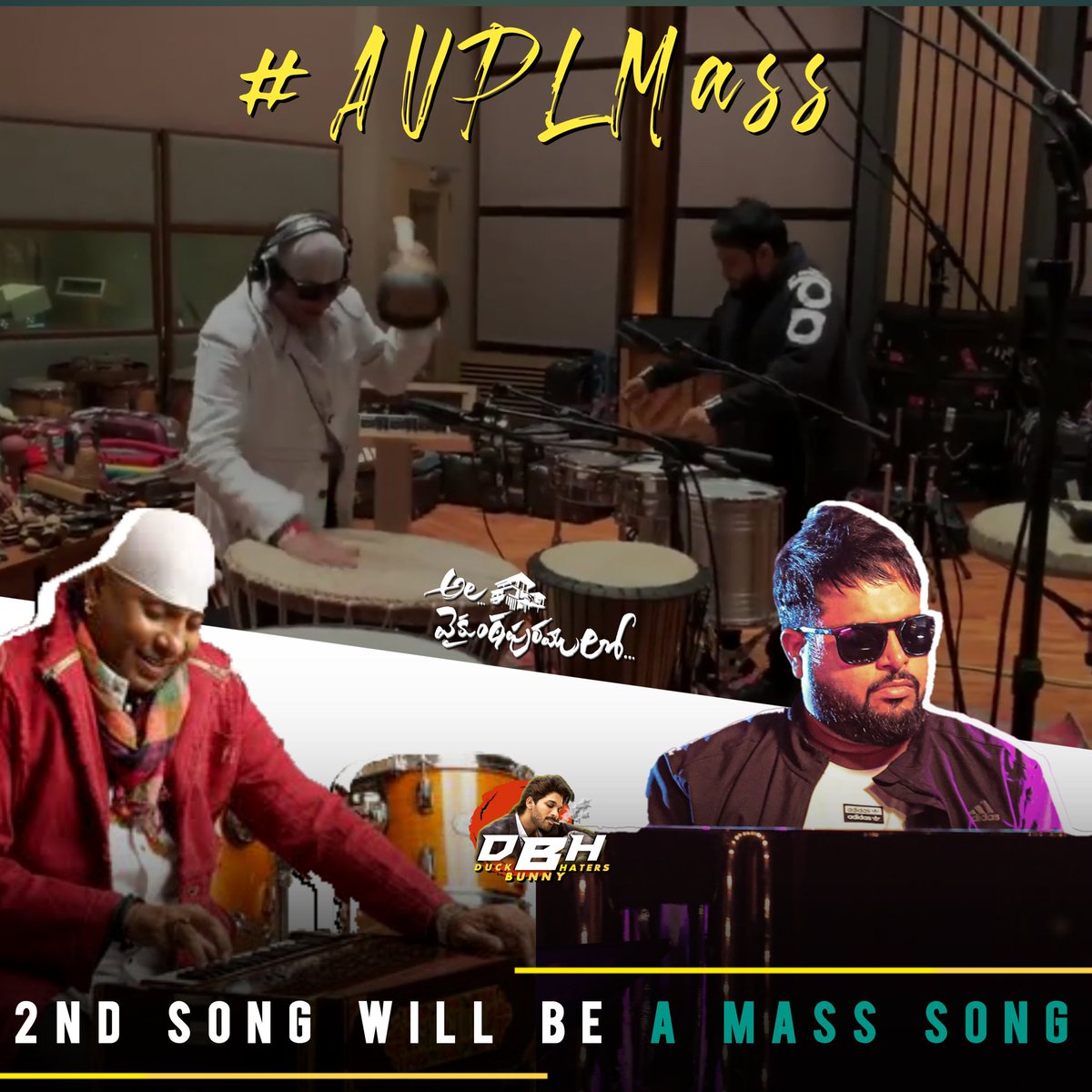 Sri_varma46's tweet photo. Done with Class #AVPLUnplugged
Now with Mass #AVPLMass
We are waiting alot for this Massive song on the way ππ€©
Dussehra ki update anukunta @MusicThaman π₯
@alluarjun #Trivikram
#AlaVaikunthapurramuloo https://t.co/Fd1A0j3T91