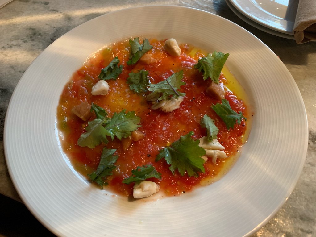 phrank_ly's tweet photo. End of tomato season alert! The tail end of in season tomatoes is happening right now so if you see heirlooms on a menu grab them before they're gone.

The beautiful example shown here is an heirloom tomato carpaccio from @thecubroomroc.

#trustwithtransparency #phrankly https://t.co/n7RYSrUeVO