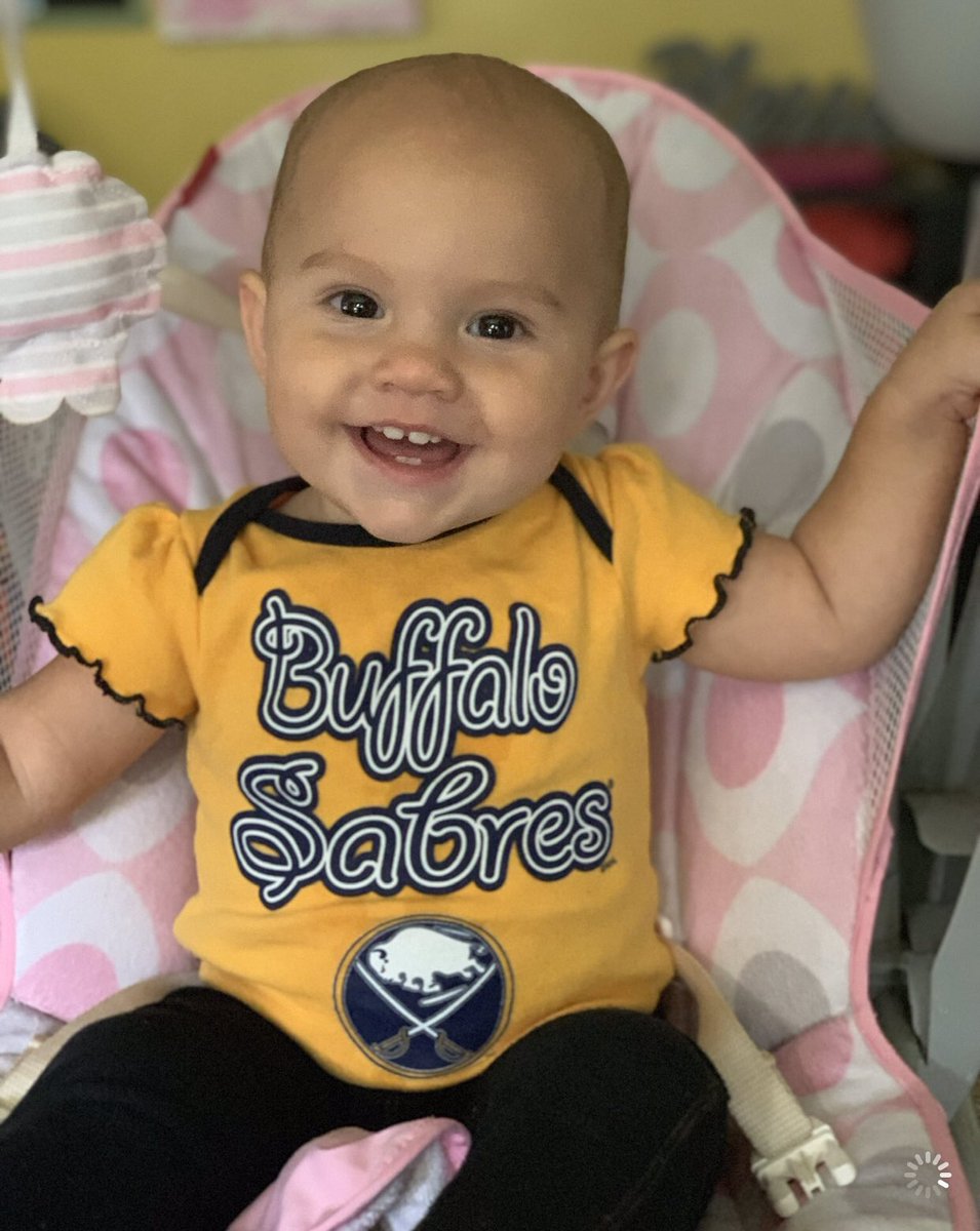 Jhill0919's tweet photo. How happy Emmalyn’s about the @BuffaloSabres first win! #Sabres50 #GoldenSeason https://t.co/spnH6Mj0J3