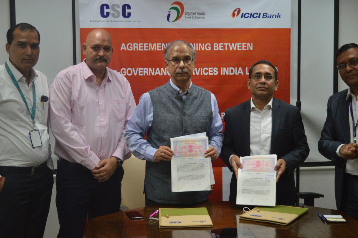 CSCegov_'s tweet image. CSC SPV partners with the @ICICIBank, a technology-driven Bank, to extend the reach of banking facilities to unbanked and under-banked areas of the country by enabling CSCs as Banking Correspondents.