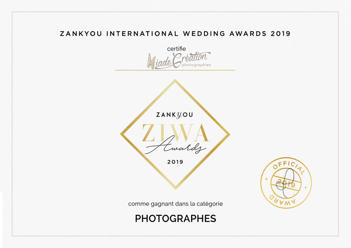 hiade59's tweet photo. J ai gagné le prix ZIWA 2019 en tant que meilleur professionnel du mariage en France. #ZIWAFR2019 #ziwafr2019 #photographedemariage #photographedemariagelille #photographedemariagesnord  #photographede #wedding #photocall https://t.co/KuFIVsN6MV