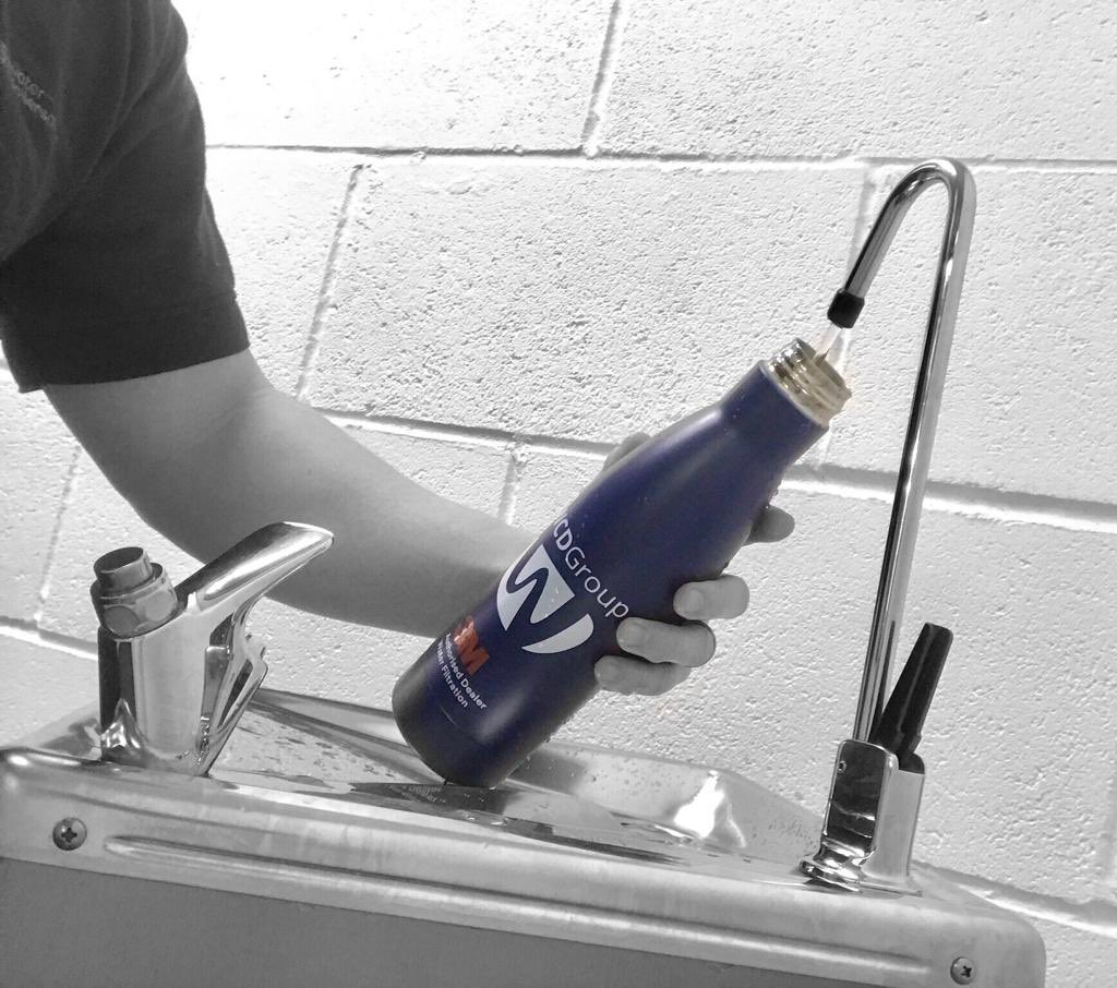 WaterCoolersUK's tweet photo. Great concept pic from our field service engineer Stephen Patrick with his #BOTD #reusable bottle and our popular plumbed in #Cosmetal #River fountains for #refill 
Save #singleuseplastic bottles #plasticpollution #selffill https://t.co/Sc6ZYl9juC https://t.co/5TFCNfZJMP