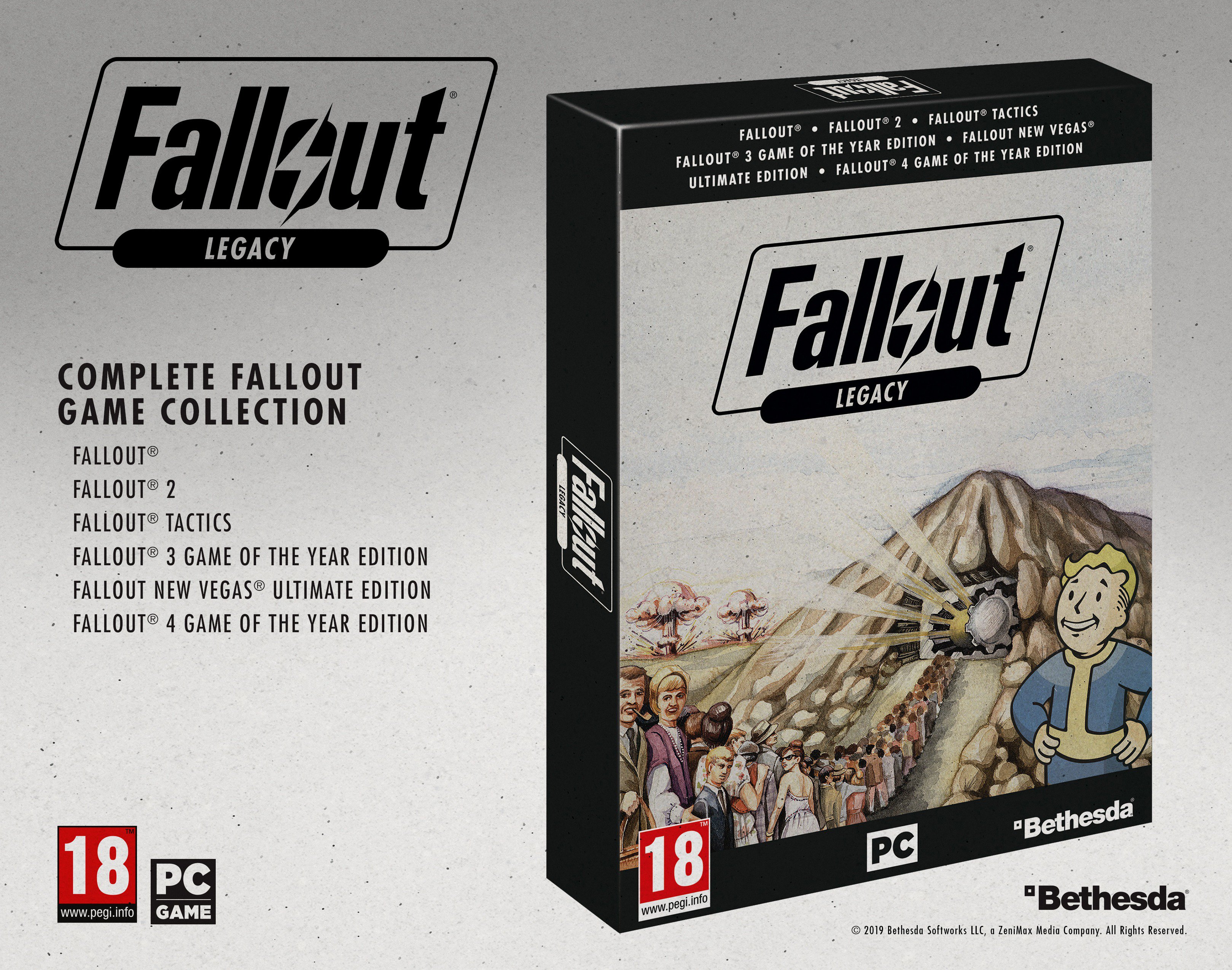 Bethesda Uk Please Stand By For Pre Order In The Uk A Collection Of Fallout Titles For Pc Featuring Fallout Fallout 2 Fallout Tactics Fallout 3 Goty Fallout New Vegas Ultimate