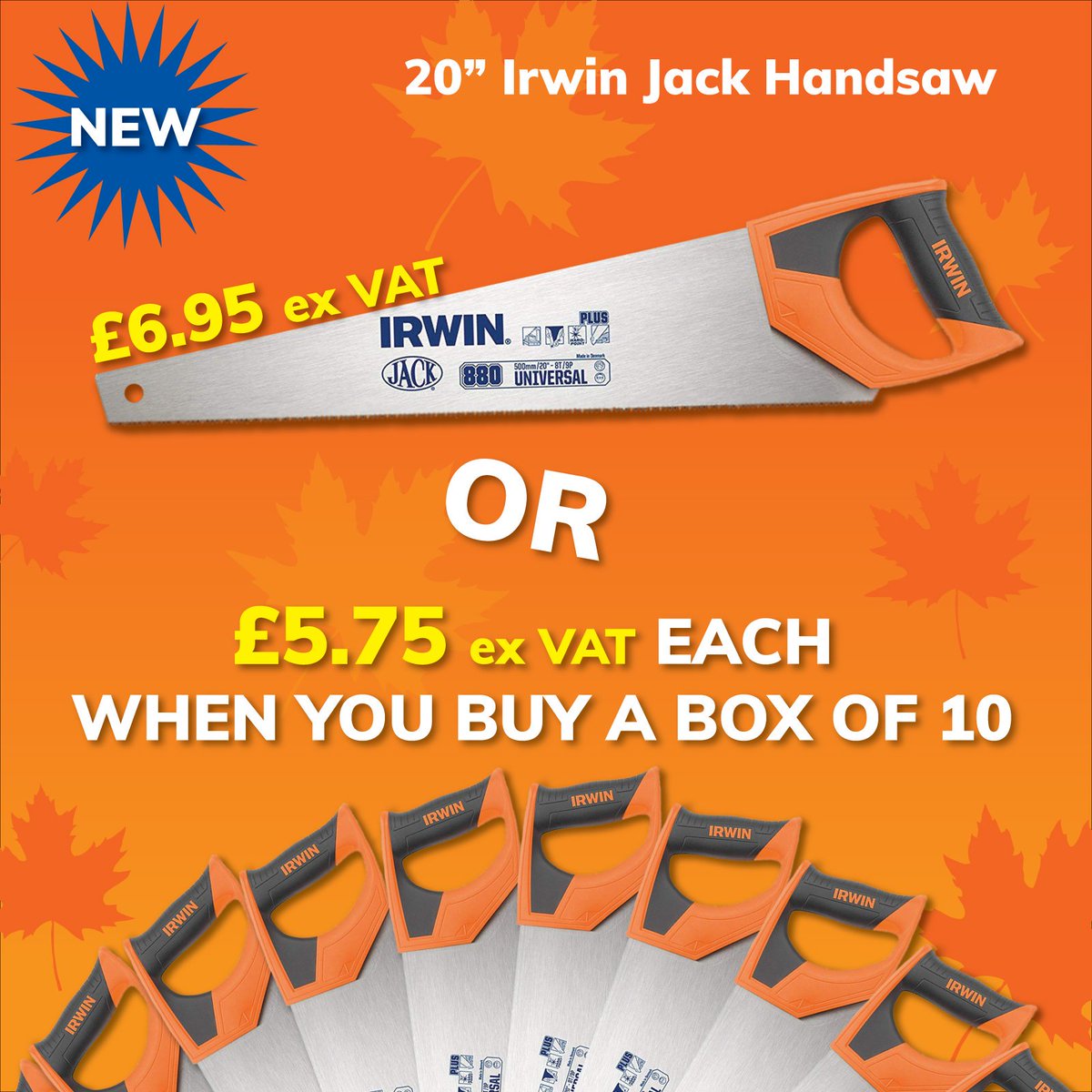 BeersTimber's tweet photo. October is here so get ready for some awesome autumn deals!
Right now, you can purchase a 20" Irwin Jack Hammer for just Β£6.95 ex VAT but if you're after a batch you can buy 10 for just Β£5.75 each!
It's a sight for saw eyes... π
#builders #diy #beerstimber #traders #handsaw https://t.co/b1QJoCEc0u