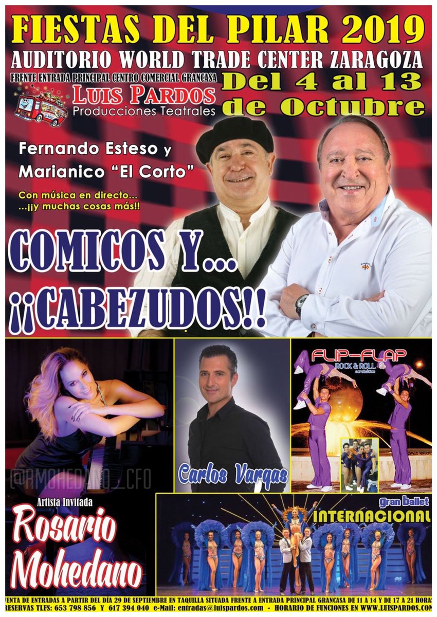 RMohedano_CFO's tweet image. Desde hoy hasta el 13 de este mes, @RosarioMohedano estará actuando junto a otros compañeros en el #AuditorioWorldTradeCenter de #Zaragoza 🎤 #MeVoyAcercandoATi #FiestasdelPilar #FiestasdelPilar2019
RT, ¡por favor!