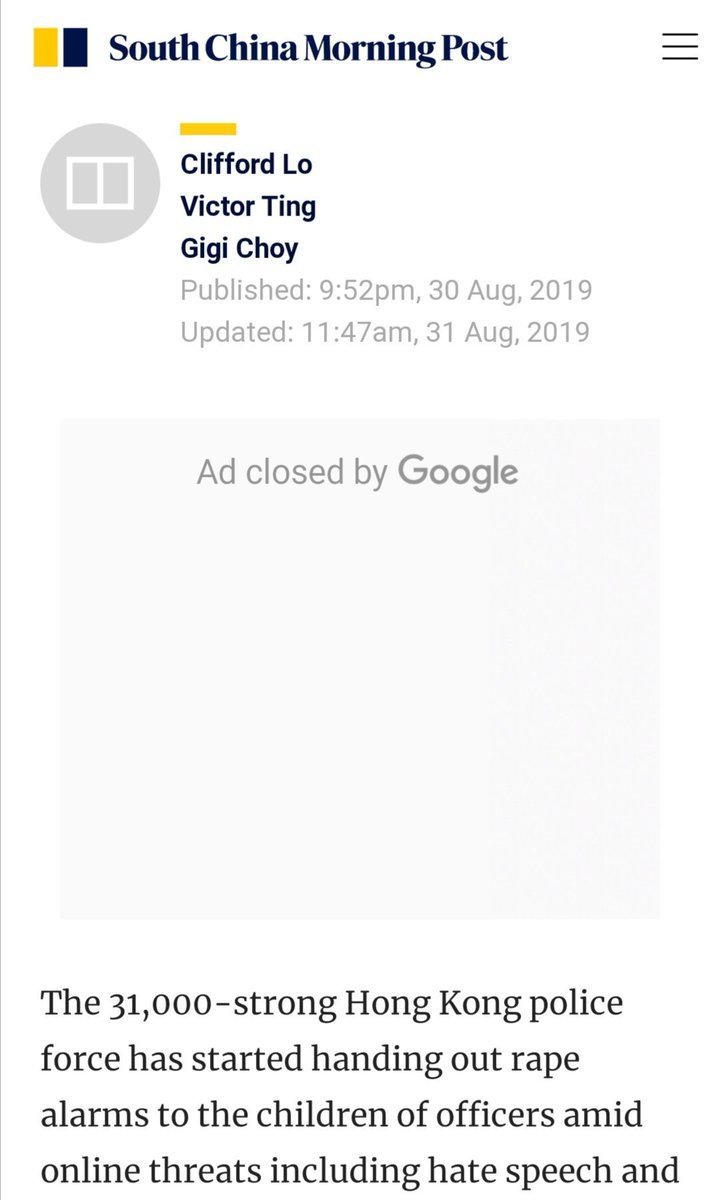 A teacher in HK was arrested for beating the 3 year old daughter of a police officer. She has been released today on bail for just $255US. Police children have been the continual target of violence & were all provided rape alarms for their safety. Barbaric http://std.stheadline.com/instant/articles/detail/1105820/%E5%8D%B3%E6%99%82-%E9%A6%99%E6%B8%AF-%E8%AD%A6%E4%BA%8C%E4%BB%A33%E6%AD%B2%E5%A5%B3%E7%AB%A5%E5%B9%BC%E7%A8%9A%E5%9C%92%E8%A2%AB%E6%8B%8D%E6%89%93-%E5%A5%B3%E6%95%99%E5%B8%AB%E6%B6%89%E8%99%90%E5%85%92%E5%87%86%E4%BF%9D%E9%87%8B