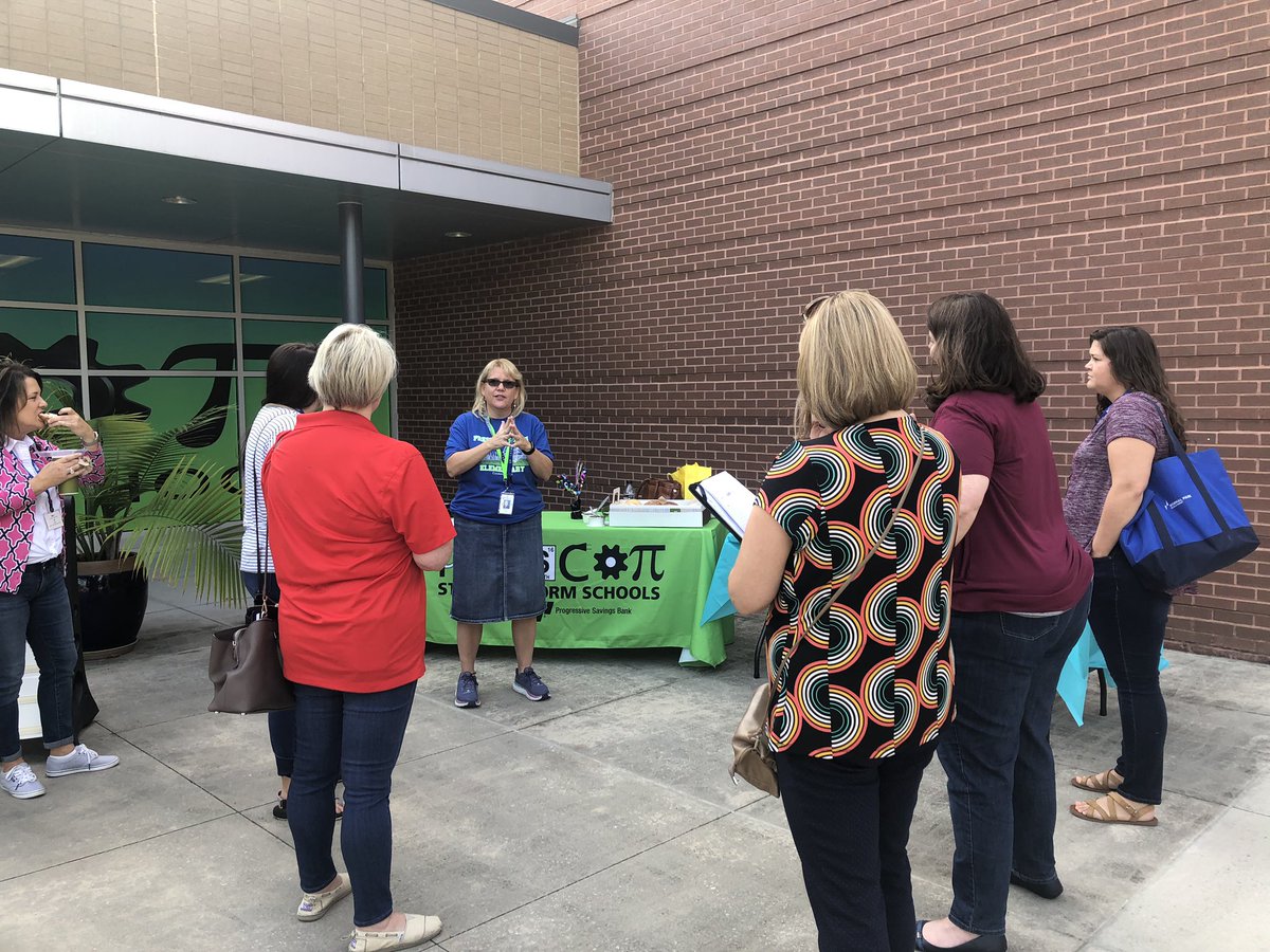 BeckyAshe's tweet photo. Just can’t help but to start talking STEM culture even as we gather for sign in and coffee @PSES_Pups   Principal @catherinepses is our most engaging host this morning! Let the ideas begin! @theTSIN #LEADSTEM #ILI2019 https://t.co/oC2Kaegh1k