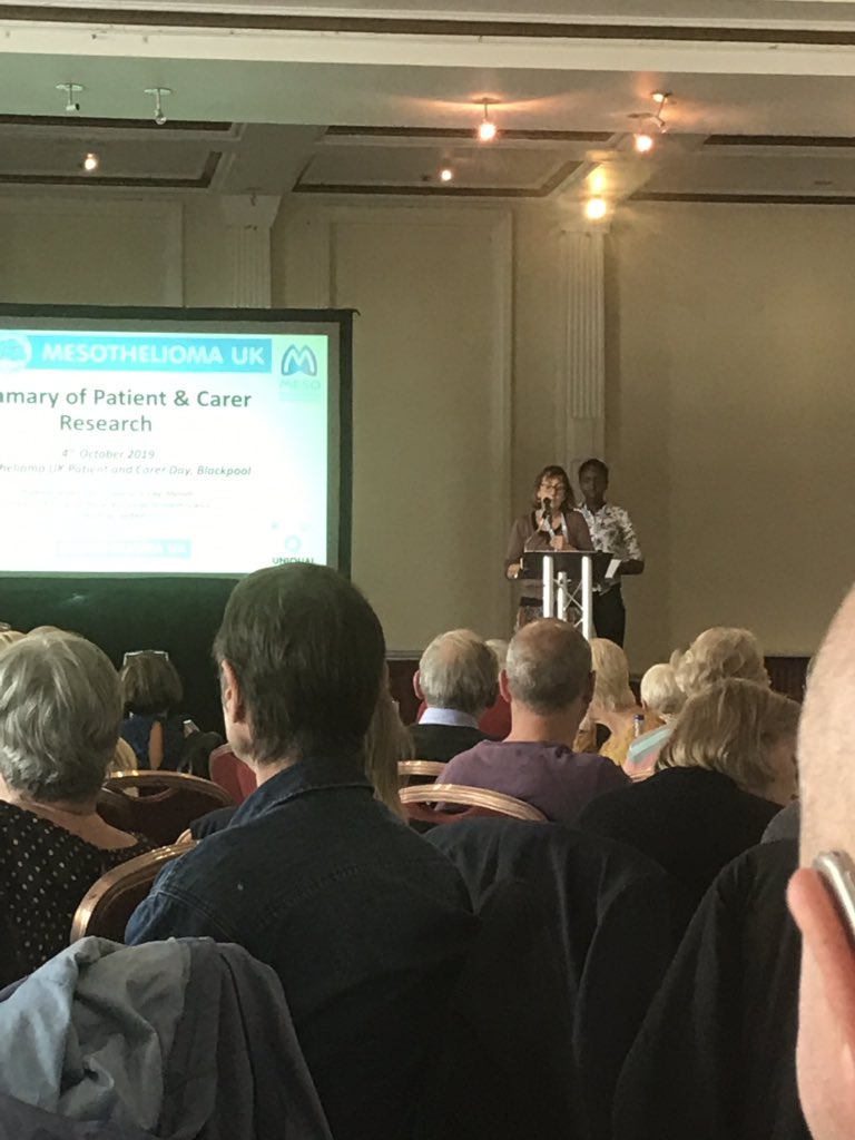ALPAsbestos's tweet photo. Professor Angela Tod and Dr Stephanie Ejegi-Memeh from #Sheffield Talking at the #mesoukpcday about their studies including the #GEMS study on the differences between men and women with #Mesothelioma including diagnosis, treatment & the legal process. https://t.co/ijJ4zCNcM3