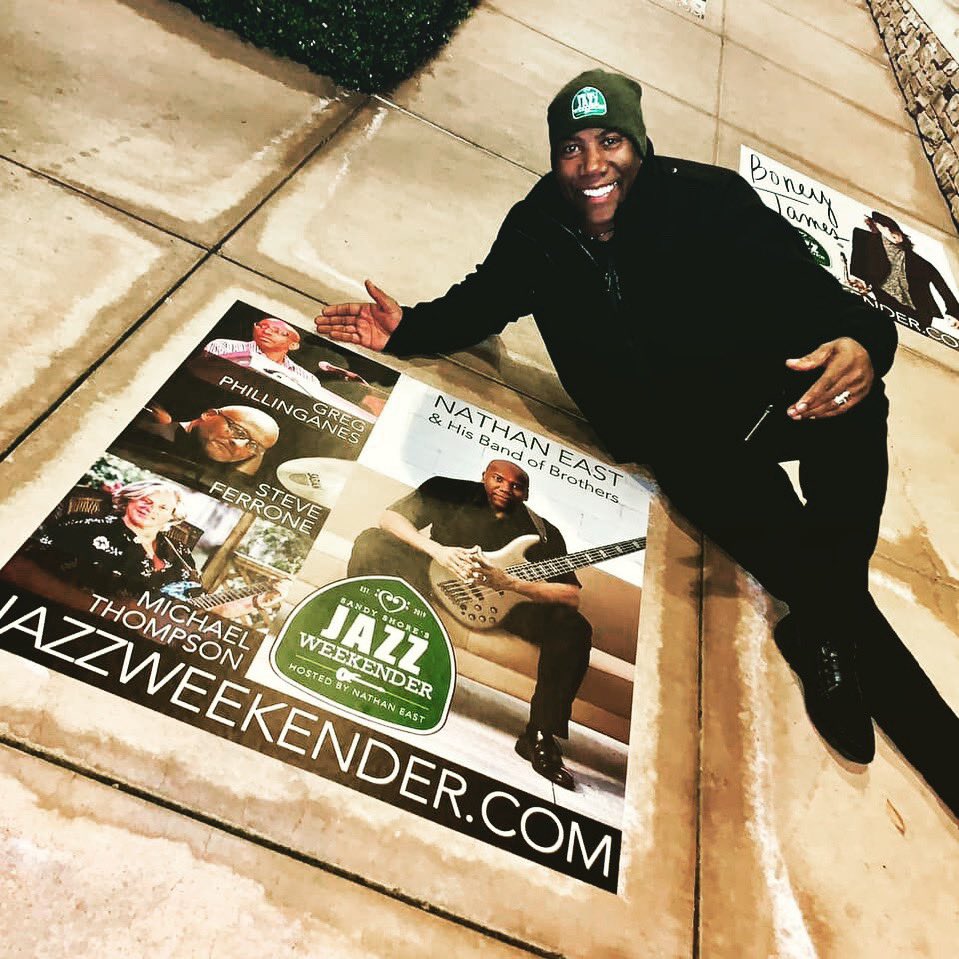 Jazz_Weekender's tweet photo. The Host with the Most @nathaneast throws down (himself) at this year’s Jazz Weekender Carmel... can’t wait to see what he’ll do in 2020! #flashbackfriday #gettingyounger #jazzweekending #carmel #california https://t.co/r8lX6TOzKo