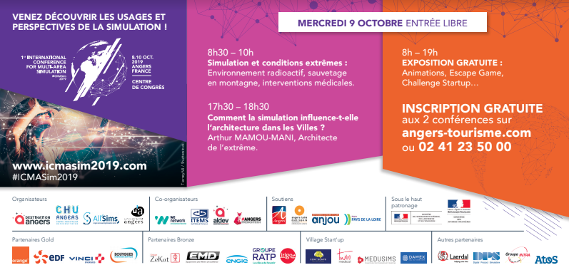 ICMASim's tweet photo. 👉 Mercredi 9/10 entrée libre à #ICMASim2019  l'occasion de participer aux conférences : 
- Simulation et conditions extrêmes : environnement radioactif, sauvetage en montagne, interventions médicales.
- Comment la simulation influence-t-elle l'architecture dans les Villes ? https://t.co/AosikMj13o