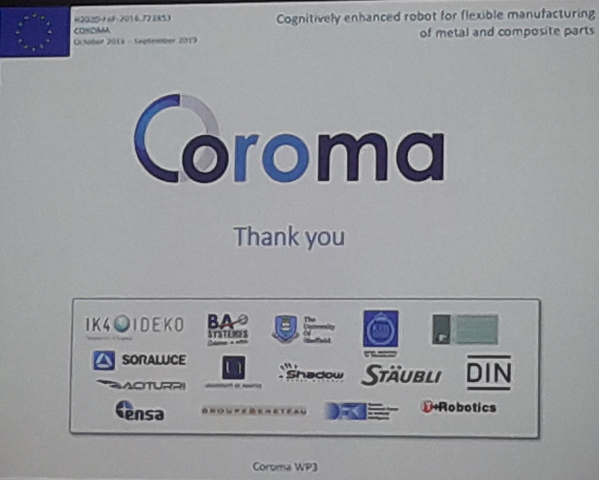 coromaproject's tweet photo. RT @benoit_furet: @BASystemes  sur la synthèse de la valorisation des développements  scientifiques réalisés dans le projet européen @coromaproject  par @UnivNantes @EuropeTechno @StaubliRobotics @CAPACITES_SAS @GroupeBeneteau
#FoF https://t.co/Gp40WUDTxh