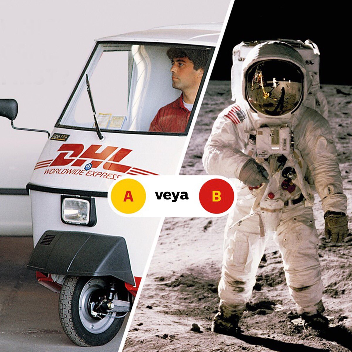 DHLExpressTR's tweet image. Sizce hangisi daha önce gerçekleşti? Ay’a basılan ilk adım mı, yoksa #DHL’in kuruluşu mu? Cevabınızı yorumlara bekliyoruz. #50YearsOfDHL
(A) DHL’in kuruluşu
(B) Ay’a basılan ilk adım