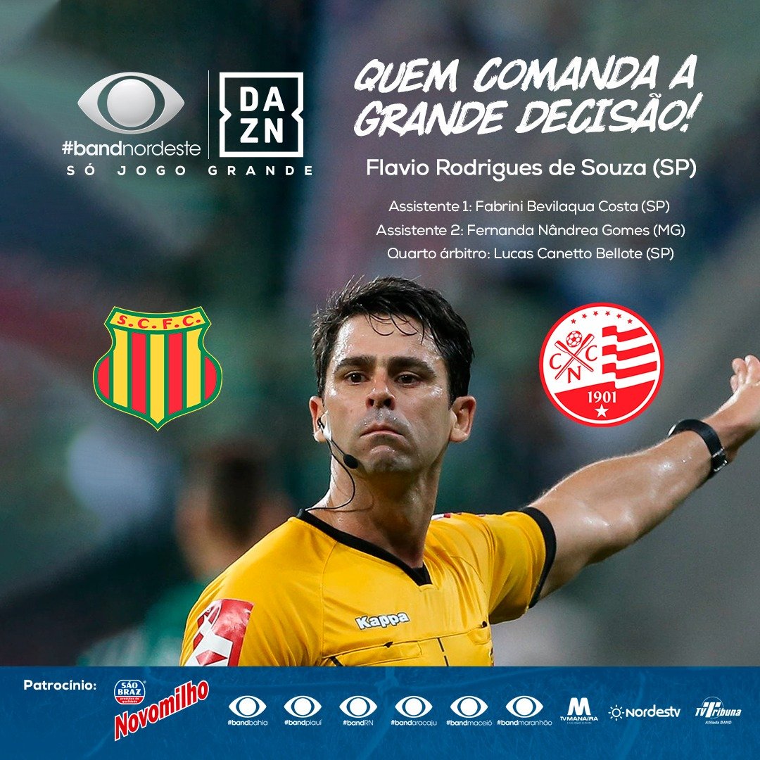 bandba's tweet photo. Menos de uma semana após ter sido indicado ao quadro da FIFA, o árbitro paulista Flavio Rodrigues de Souza tem a chance de mostrar um ótimo trabalho. Ele foi escolhido para comandar a grande decisão da Série C neste fim de semana. 
.
#BandNE #SérieC #FinalNordestina #SóJogoGrande https://t.co/xRGKyHkWLq
