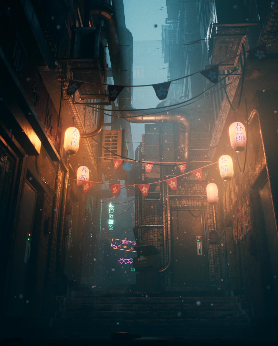 DMGuillaumeL's tweet image. Little relighting of the Hong Kong Alley, I wanted to go into some snowy ambience here. Hope you will like it! 
Project available here : unrealengine.com/marketplace/en…
@UnrealEngine @EightyLevel #art #gameart #lighting #UnrealEngine
