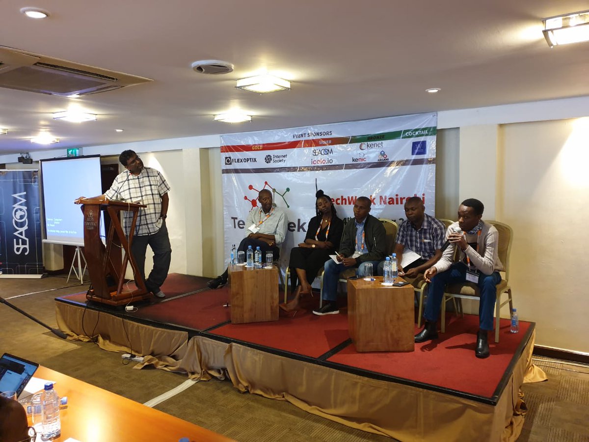 TechWeek2's tweet image. A conversation on the importance of peering: peering bilaterals &amp;amp; BGP traffic engineering being championed by representatives from @wolcomm @SEACOM @kixp_support 

#techweek2019 TechWeek #peeringbilaterals