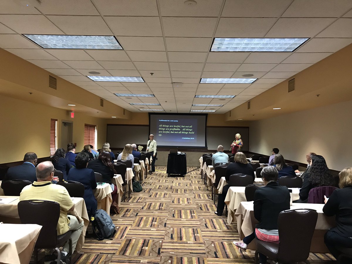 myWCPA's tweet photo. One of the biggest issues on a college campus to date is the ongoing debate around the 1st Amendement. 2 fantastic colleagues &amp; past presidents presented on this topic during the Fall Conference. How does your institution navigate this topic? #WCPA2019 #1stAmendment https://t.co/W2sKlQpLb0