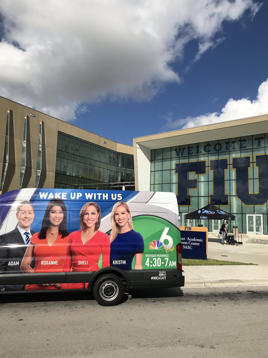 FIU's tweet photo. .@nbc6 is live at 11am! Join us outside of SASC or tune in to NBC Miami β Channel 6 on your TV or online from 11-11:30am at https://t.co/bhRPMZSGNP. #NBC6CollegeWeek πΎ https://t.co/aoAYsOvls0