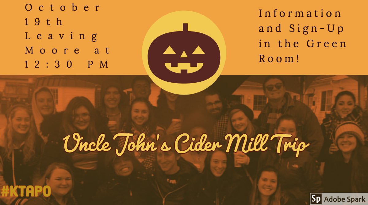 cmichapo's tweet photo. We are going to the cider mill again! Please sign up in the Green Room to come with us! #ktapo https://t.co/gz2XdfOcYL