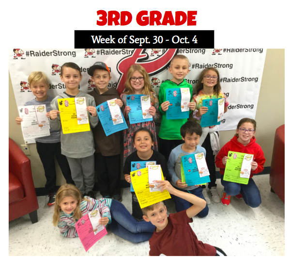 Check out these great students who earned Positive Office Referrals this week in 1st, 2nd and 3rd grade! #Raiderstrong