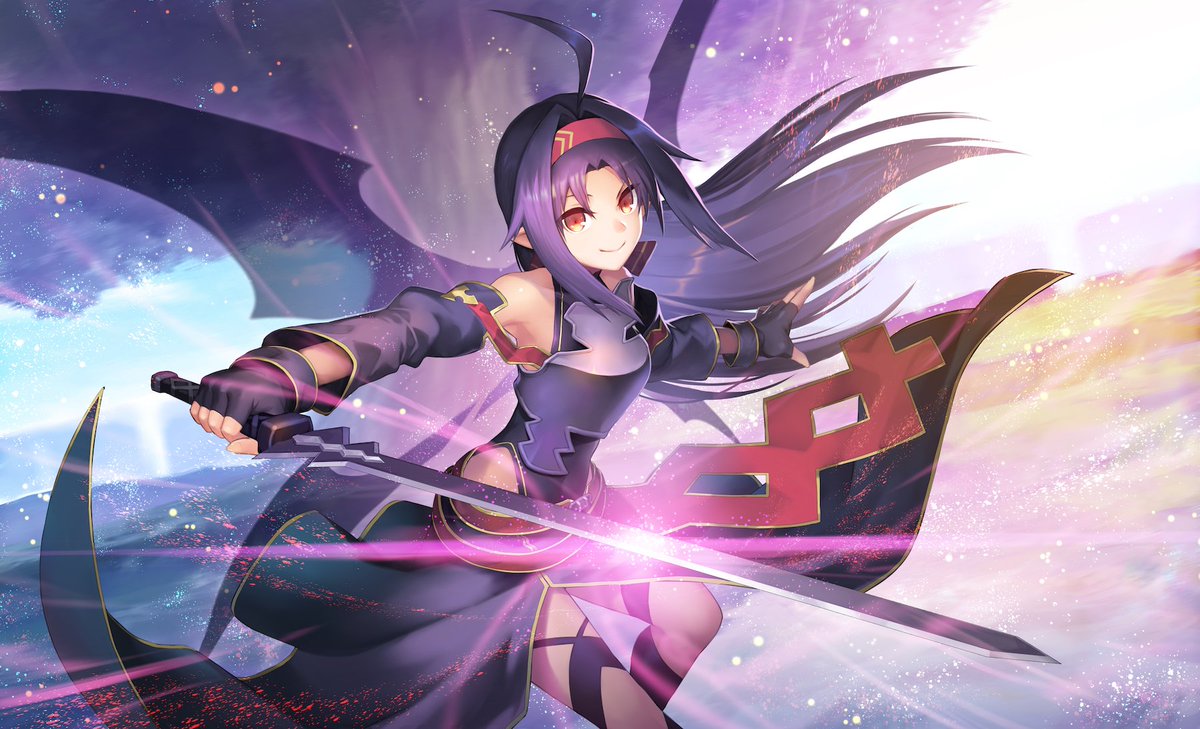yuuki (sao) 1girl weapon sword gloves long hair holding holding weapon  illustration images
