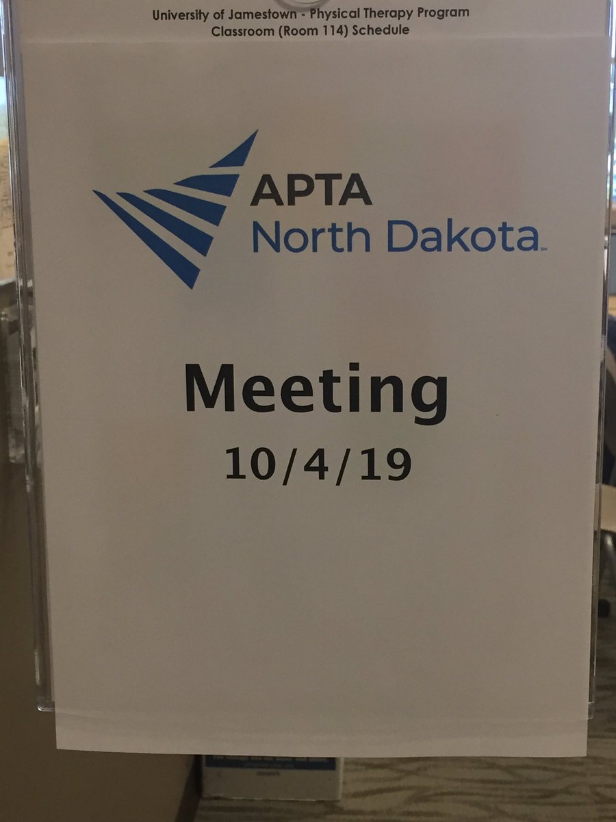 VP_Hyland's tweet photo. Beautiful facilities here at Jamestown University PT program for the #APTAND meeting- love the new Chapter Logo!! Celebrating Breast Cancer Awareness And Physical Therapy Month #CuffLinkMafia #BetterTogether #APTAFargoAdventures #APTAonTheRoad #HylaNDupNorth https://t.co/vlWmv8Sekd