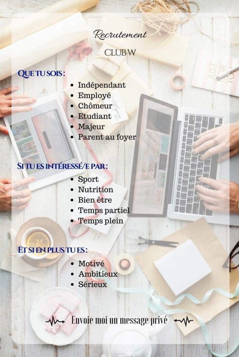 vama831's tweet photo. 💍💍Offre d'emploi sérieuse 💍💍 
#emploi #clubW #sport #nutrition #bienêtre #tempsplein #tempspartiel https://t.co/WpImXh5v9d