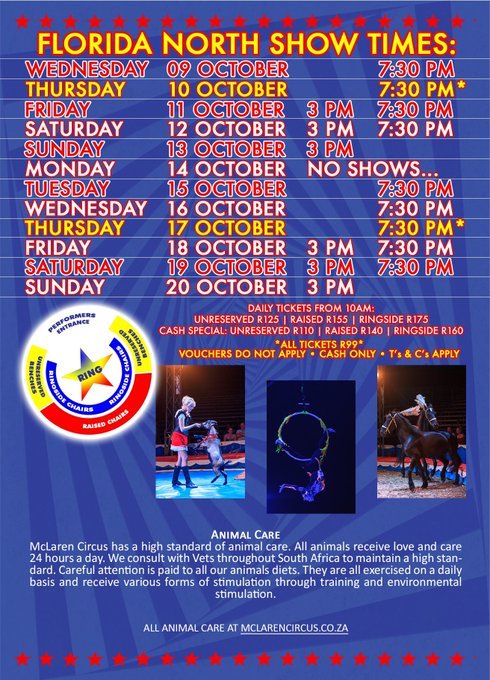 DenzilMclaren's tweet photo. Don't miss #McLarenCircus Spectacular Show in #Roodepoort at #FloridaNorth to Sun 20 October #WestRand #RandWest #Randburg #Randpark #Ruimsig #Krugersdorp #Midrand #JohannesburgNorth #Johannesburg #Joburg #Jozi #Gauteng Visit https://t.co/wsY55Vvbk8 #Africa No1 traditional 🎪😂🤡 https://t.co/HcyrO5uMyr