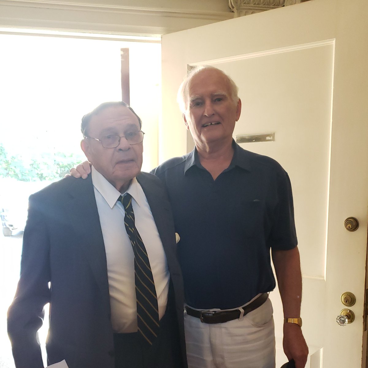 PenncharterOPC's tweet photo. William Graham IV OPC '58 with classmate and long-time friend, Robert Morrow Jr. OPC '58, celebrating the groundbreaking ceremony of the new #GrahamAWC #friendsforever #PCProud https://t.co/Z5L7PzLYdH