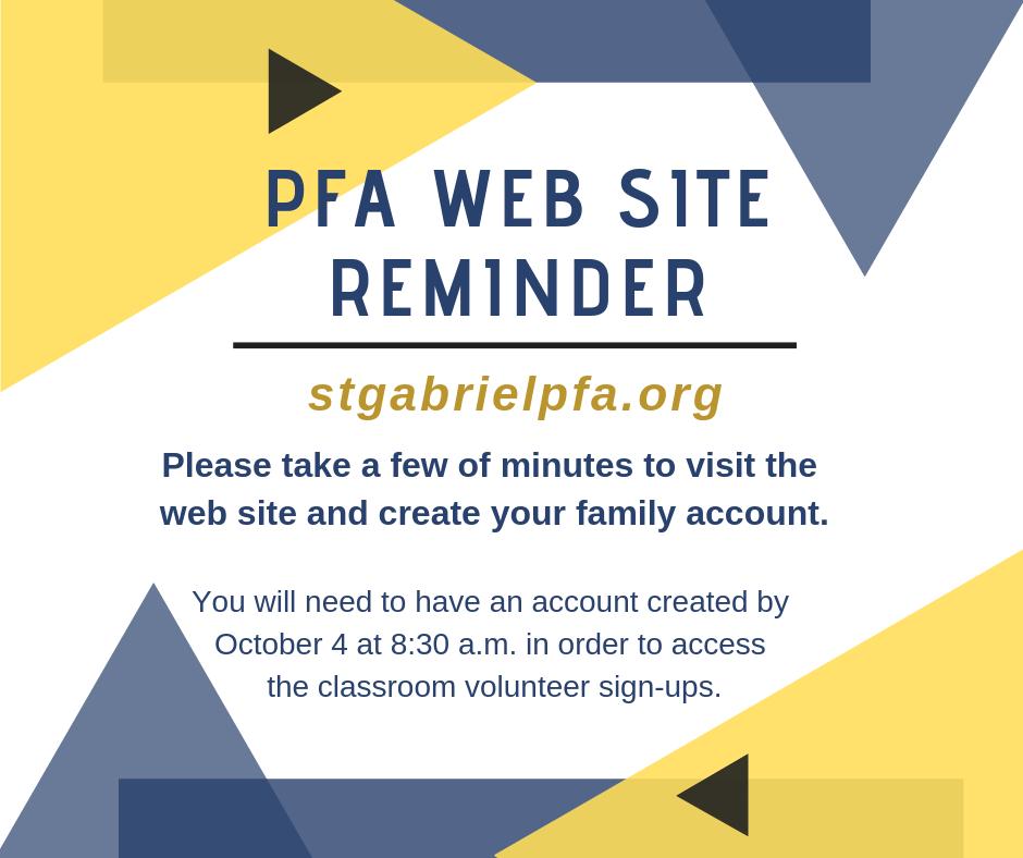 Parents, be sure to check out the new PFA Website. Registration may be closed, but the website still has a ton of useful information!