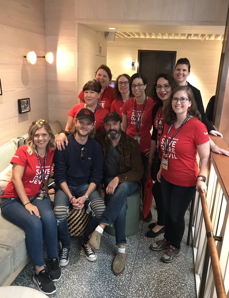 SavedDaredevil's tweet photo. Starting Day 2 of #NYCC19 off right!! Team #SaveDaredevil meetup with Ellison (@geofcantor) and Theo Nelson (@RealPeterHalpin) - we love you guys! We’ll see the rest of you at #NYCC 😈

#SaveDaredevilNYCC #FandomWithoutFear #Daredevil https://t.co/oYe3LdsKmG