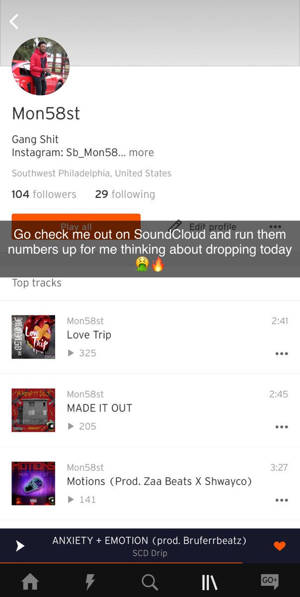 MonSouthWest's tweet photo. Go show some love to my SoundCloud help me run them numbers up I appreciate all the love thus far just keep it going 🙏🏾🔥 https://t.co/bHEVrkVee3