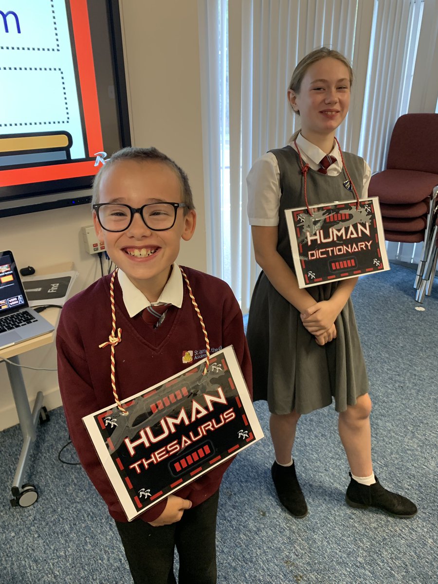 ReaderResilient's tweet photo. Happy faces from my ‘Human Dictionary’ &amp; my ‘Human Thesaurus’ in today’s #ResilientReader lesson.  They knew so many words! Well done, kids! 👏 
@AETAcademies https://t.co/w95QHuXbhQ