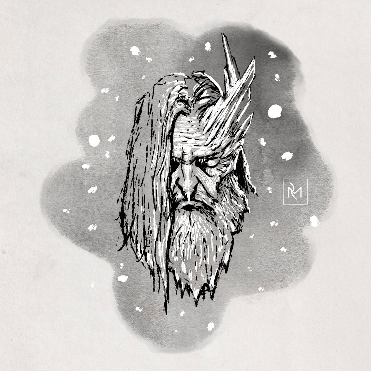 #Inktober Day 4 - "Freeze".
Decided to paint an OC.
A sad Ice Wizard tiefling, frozen in time.
#Inktober2019