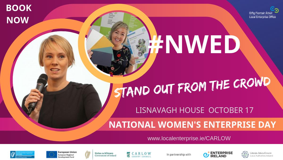 Join <a href="/DervalORourke/">Derval O'Rourke</a> &amp; Kate <a href="/CarlowPaintHub/">The Paint Hub</a> for a morning of inspirational business insight &amp; networking at <a href="/lisnavagh/">Lisnavagh House & Gardens</a>  on OCT 17 for National Women's Enterprise Day!
If you are a woman in business #inCarlow and Stand OUT from the Crowd then book #NWED NOW! buff.ly/2mFJj1Z
