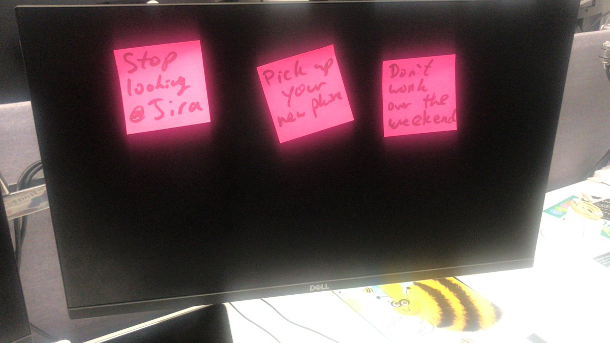 stop looking at Jira , Pick up your new phone , don’t work over the weekend .. reminders from my manager 😬🙈 #lifeAtFT