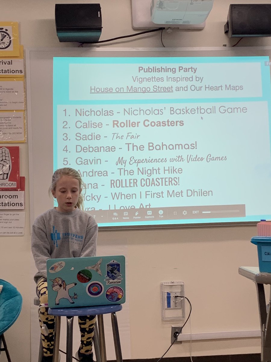TwoRiversPCS's tweet photo. 6th grade’s publishing party! A celebration of vignettes inspired by The House on Mango Street by Sandra Cisneros #HispanicHeritageMonth #TwoRiversWay https://t.co/Bln2YzJnWP