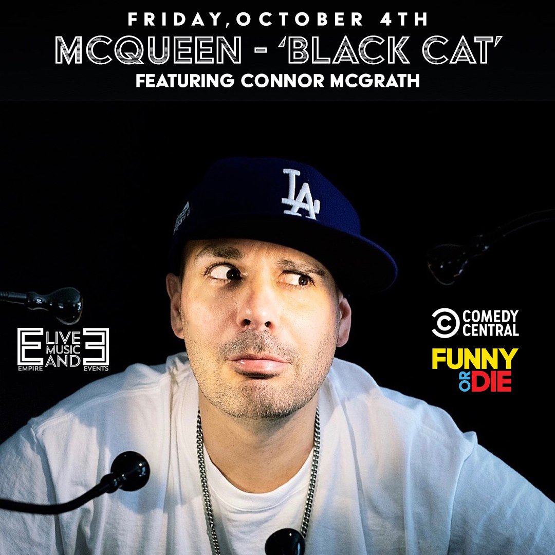 Tonight, Friday, October 4th.  MCQUEEN featuring Connor McGrath.  Doors at 7:30 pm. 21+ w/ valid ID. 

"dynamic, high-tech blend of music, impressions and stand-up"; – The New York
