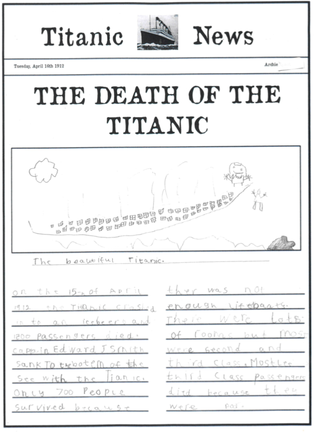 Some AWESOME Titanic writing from Orange Class this week- well done to all of the children, you have worked incredibly hard to achieve these amazing newspaper front covers! @pensansschool @edtransform