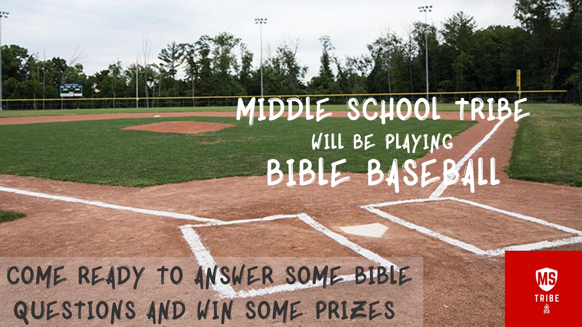 BCCSM's tweet image. This week the MS Tribe will be playing Bible Baseball!! Middle School kids will meet in the Warehouse and answer some Bible trivia to get “home runs” and win some prizes! Make sure to study this week and don’t bring your Bible on Sunday. #mstribe