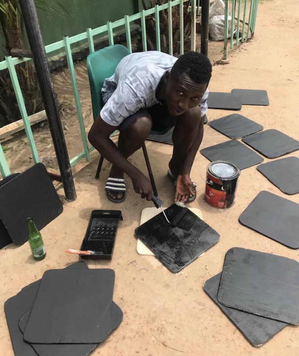 Chalk boards being painted!