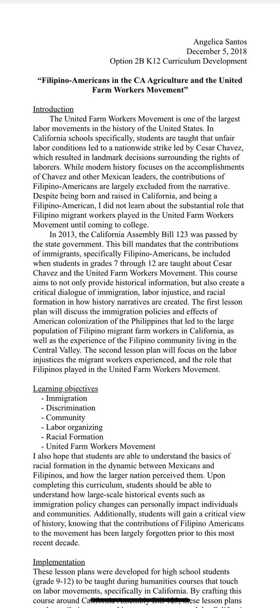 imyangelica's tweet photo. Happy #PAHM 🇵🇭 For a class assignment last year, I made curriculum about the United Farmworkers Movement that was centered around the contributions of Pilipinxs as outlined in #AB123. It’s not perfect, but I hope someone will find it useful! 😊 https://t.co/UDHweIrj95 https://t.co/6kgCmGCwtk
