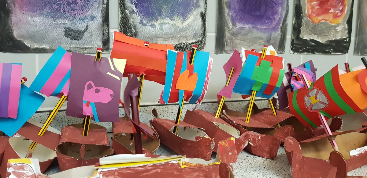 MsBowderyCTS's tweet photo. Pine Class are sailing away on their Viking Longboats..just the protective shields left to do. @CTS1_Watford @headcherrytree1 #CTTheme https://t.co/i1XO3v3XUP