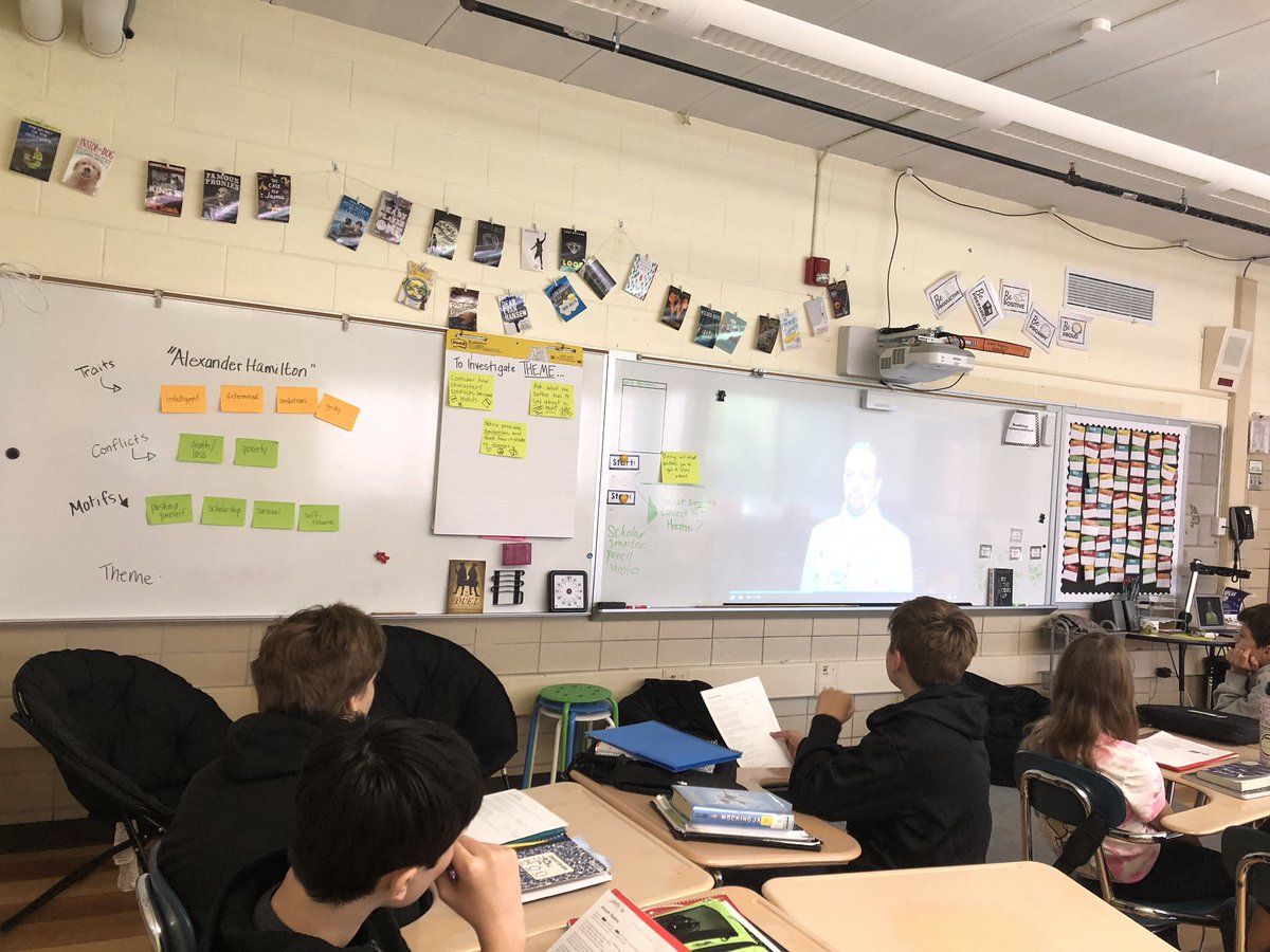 huddlesk1's tweet photo. Ending the week on a high note ๐ผ using @HamiltonMusical lyrics to notice motifs, themes, & symbols. @Lin_Manuel it was a pleasure to see the kids give themselves over to the music. @LBMS65 #tcrwp @TCRWP #LBMS65 https://t.co/WsJFHQMEJE