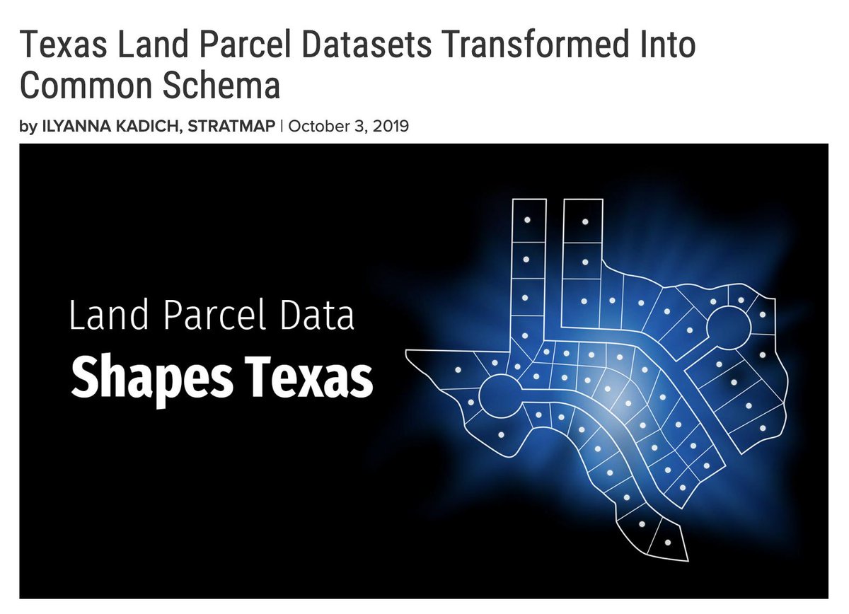 Texas Land Parcel Datasets Transformed Into Common Schema! 

Read more about this important milestone here: tnris.org/news/2019-10-0…