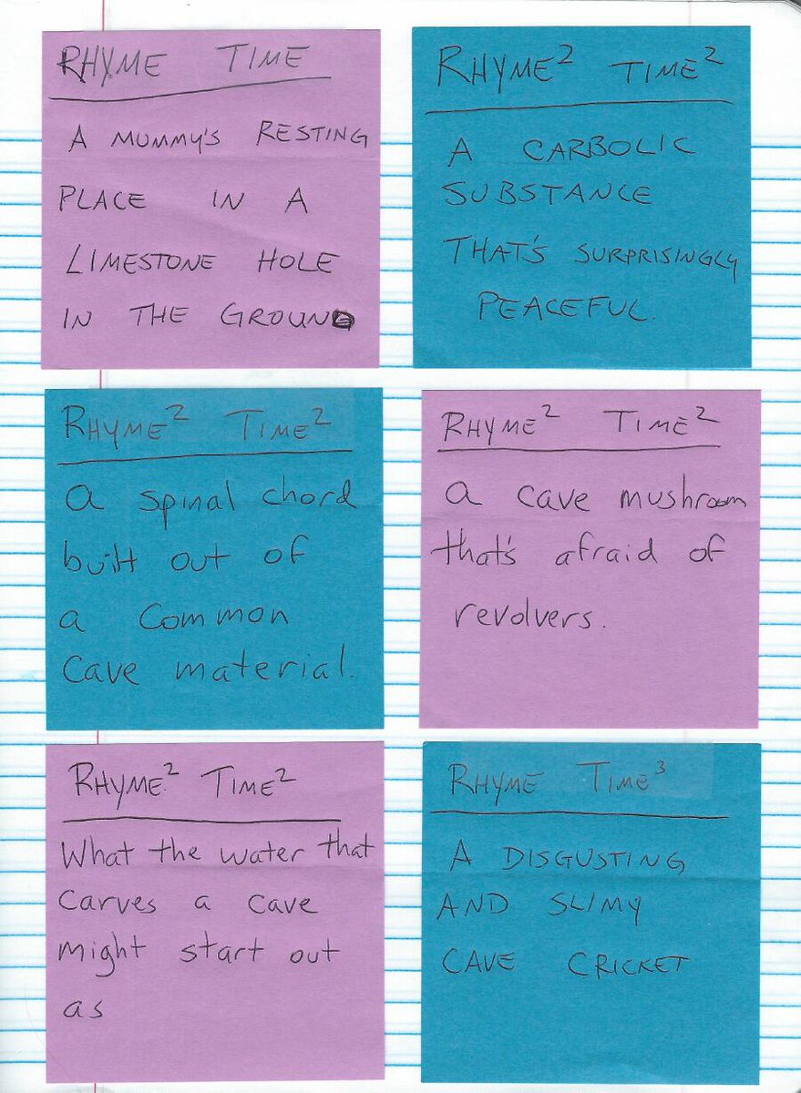 WritingFix's tweet image. Our October Lesson of the Month -- "Rhyme-Time Riddles" is live and ready to be used at the website: corbettharrison.com/free_lessons/R…  Here's a set of riddles (and answers) I made after reading a non-fiction article on Caves.  #RhymeTime #AlwaysWrite #WritersNotebooks